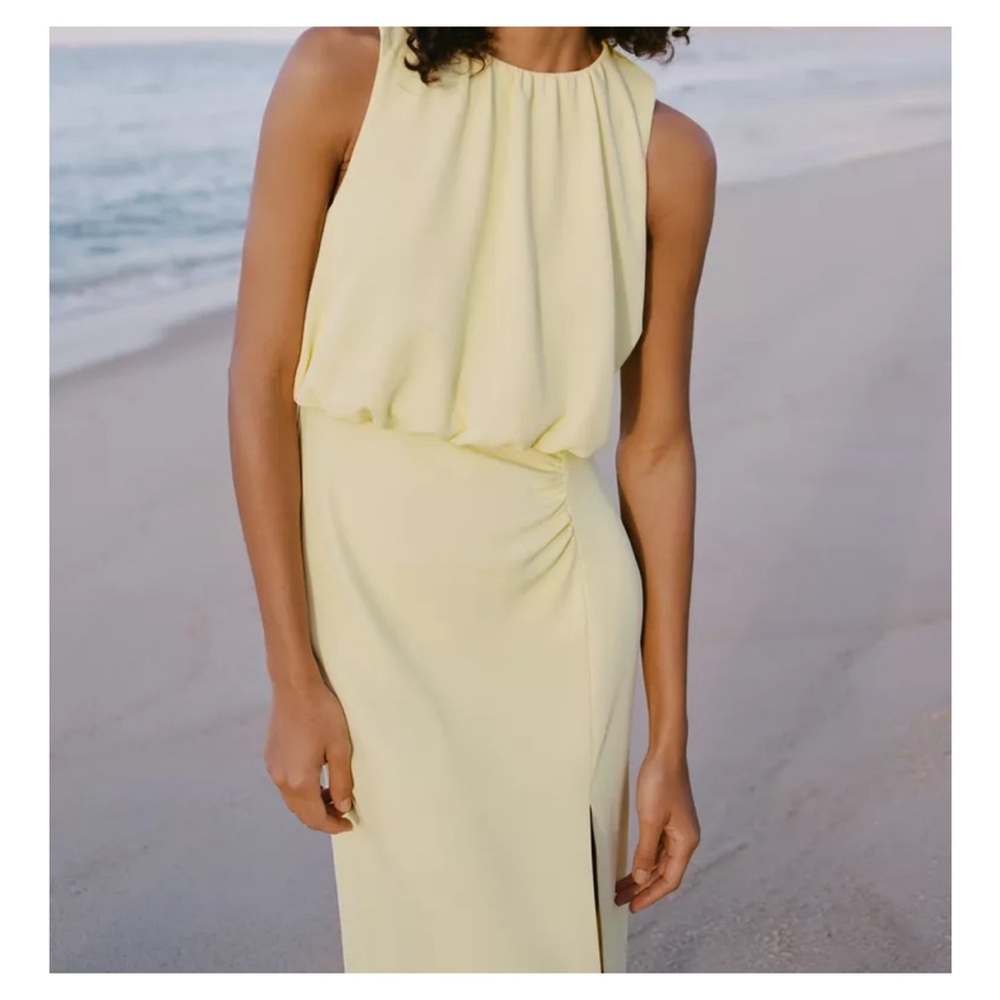Zara Soft Yellow Midi Dress